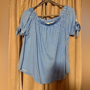 H&M Blue and White Striped Blouse